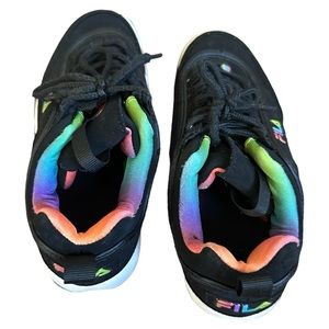 Fila • Disruptor II • Black and Rainbow, Chunky Sneakers, Youth size 3